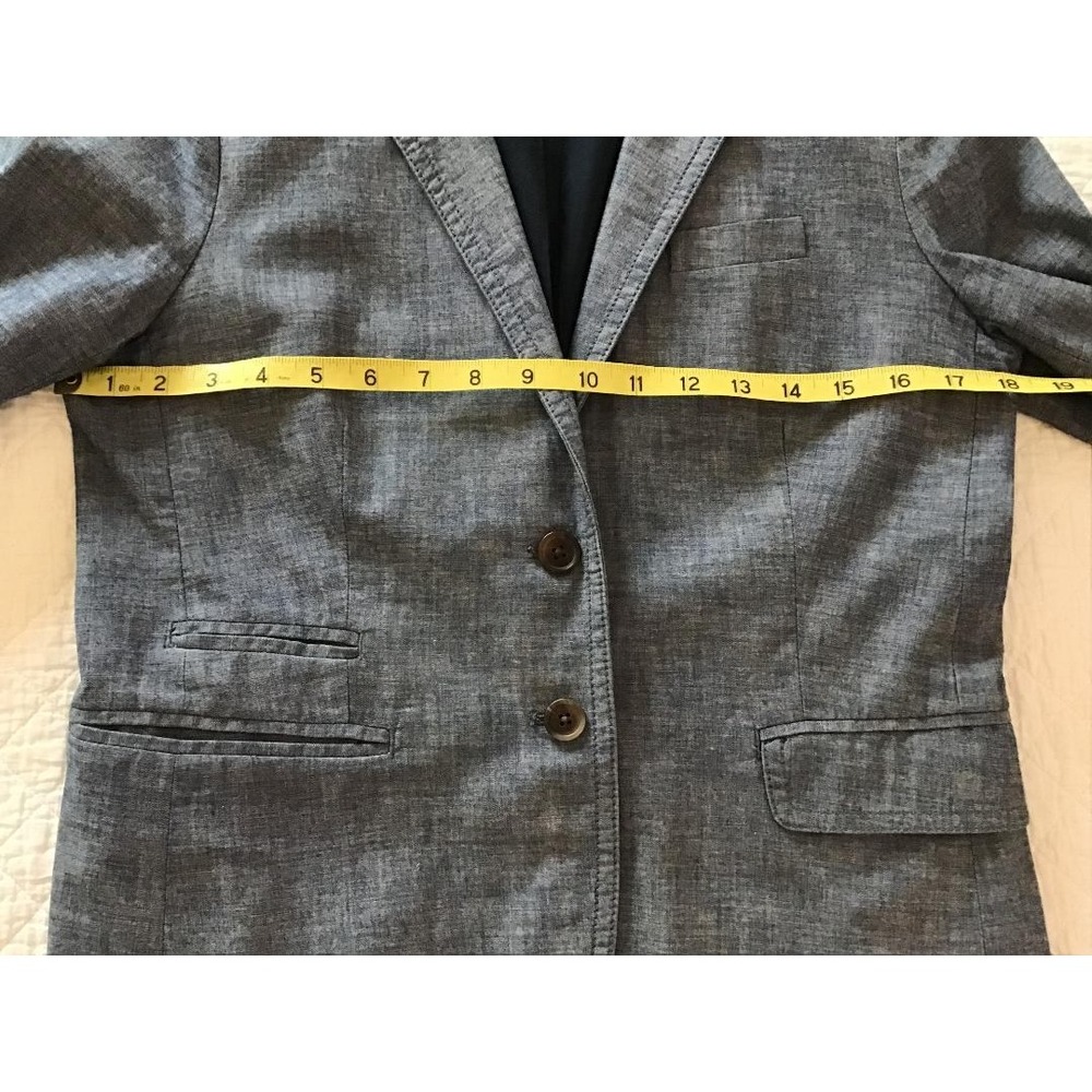 J.Crew Womens Sz 4 Blue Chambray Cotton Blazer Jacket Schoolboy Casual Workwear - Picture 9 of 15